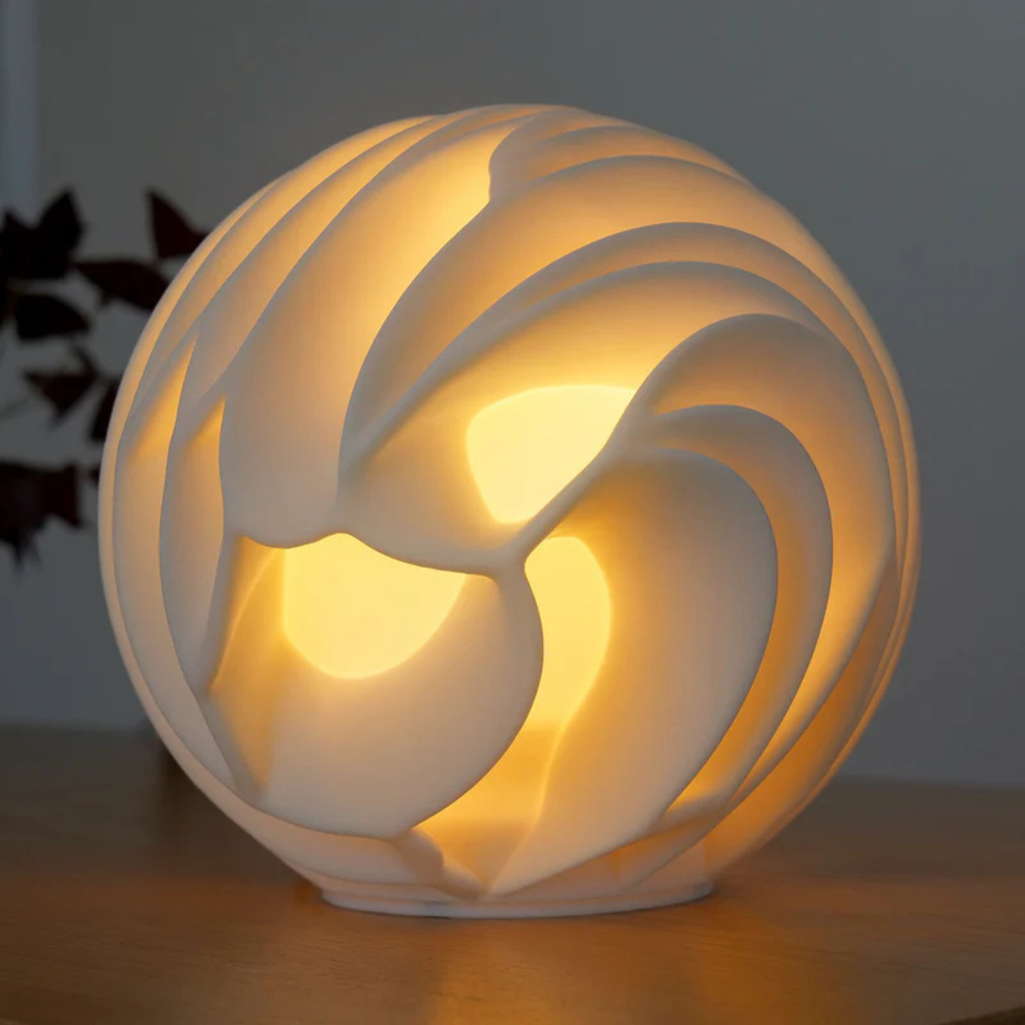 O6 Lava Sculpted Lamp Leora – modern bedside lamp with elegant layered contours