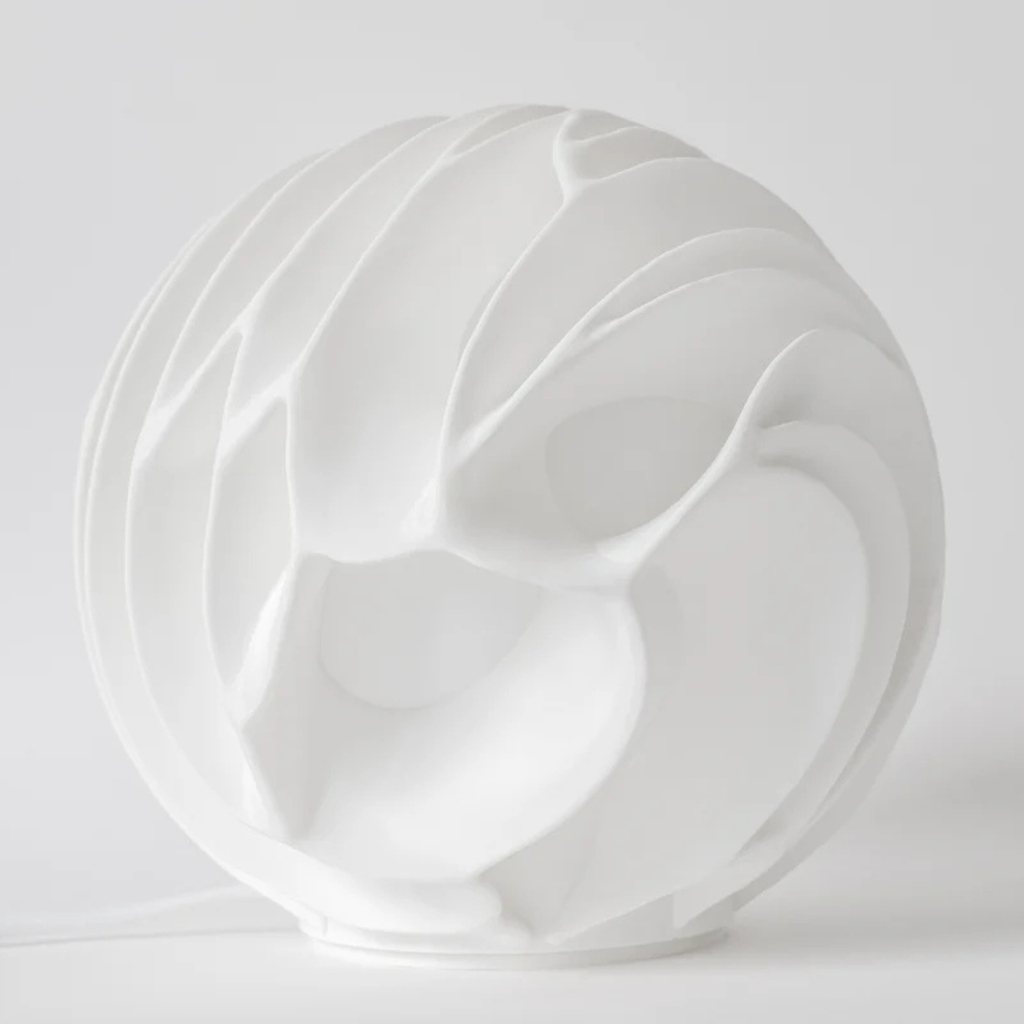 O6 Lava Sculpted Lamp Leora – unique handcrafted lamp emitting soft, warm ambient light